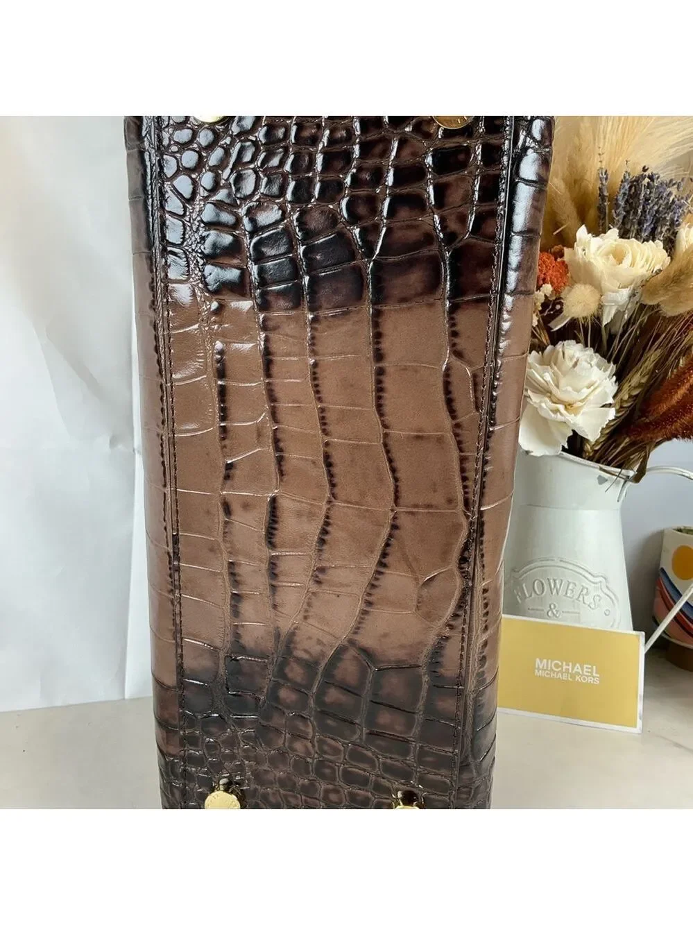 Michael Kors Selma Brown Croc Satchel Large Leather Hand Fall Shoulder Bag